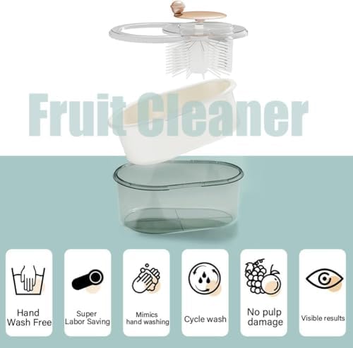 2025 New Fruit Cleaner Spinner with Brush and Bowl - Pink