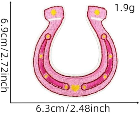XUNHUI Pink Horseshoe Embroidery Patch 6PCS Iron-On