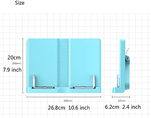 Adjustable Book Stand for Reading Cookbooks Tablets Blue