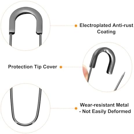 MECCANIXITY 80mm Safety Pins 20pcs Metal Black