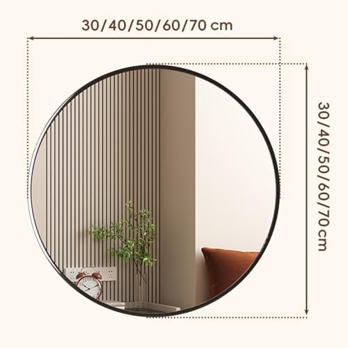 TZUFA 30cm Round Metal Bathroom Mirror - Black