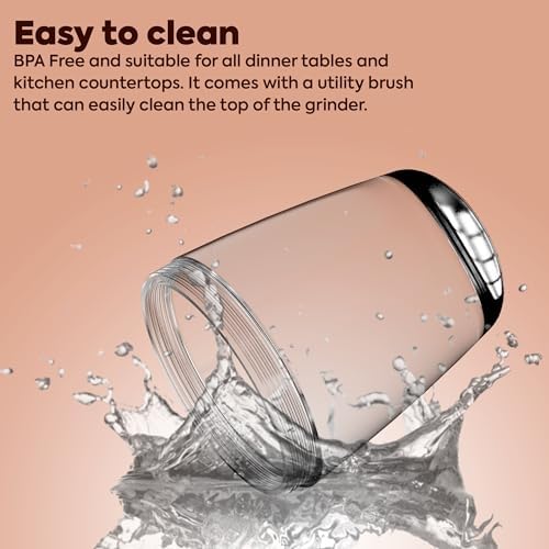 Electric Salt and Pepper Grinder Set of 2 - Stainless Steel with LED Light and Battery