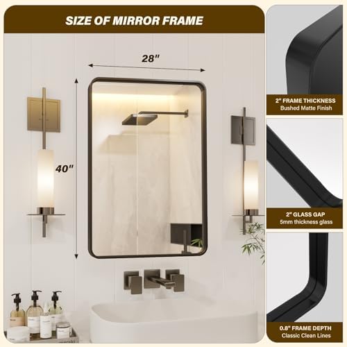 GAOMON 28x40 Inch Bathroom Mirror Metal Frame