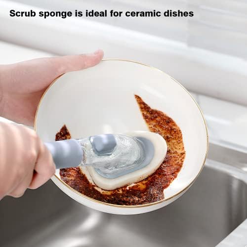 DAPOWER Dish Brush with Handle and Soap Dispenser 1