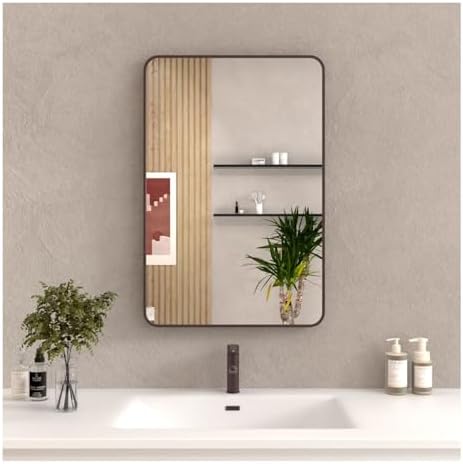 24x36 Inch Rounded Rectangle Bathroom Mirror with Oil Rubbed Bronze Frame