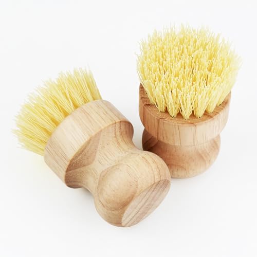 Yuntop 2 Pcs Dish Brush Wood Dishes Scrub Brush Kitchen Cleaning Set
