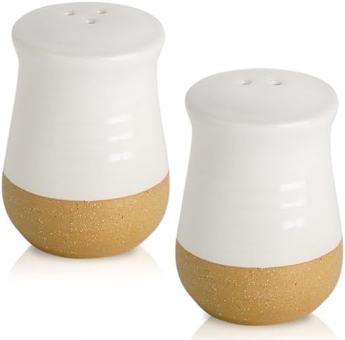 Hasense Salt Pepper Shaker Set Ceramic White Cute Design Refillable Farmhouse Kitchen Decor