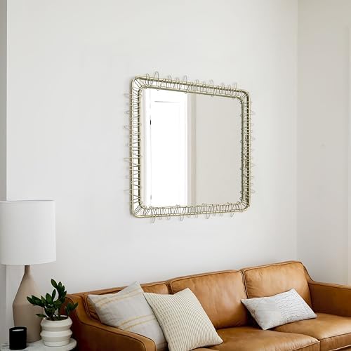 LuxenHome 30 Gold Square Wall Mirror for Bathroom