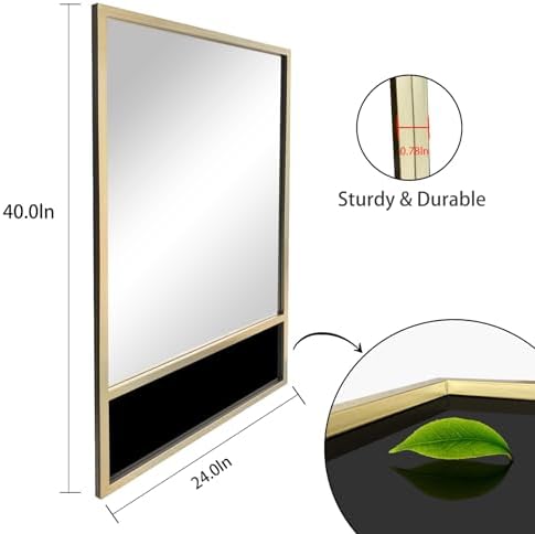BAODANFU 24x40 Rectangle Wall Mirror with Gold Frame 1