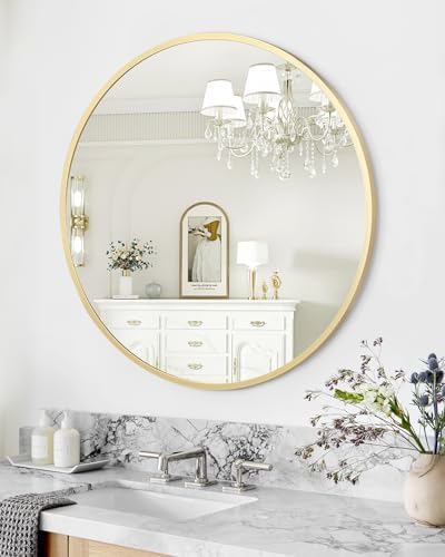 30 Inch Gold Round Mirror for Home Decor