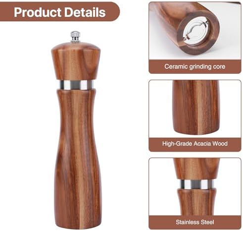 Powstro Wooden Salt and Pepper Grinder Set