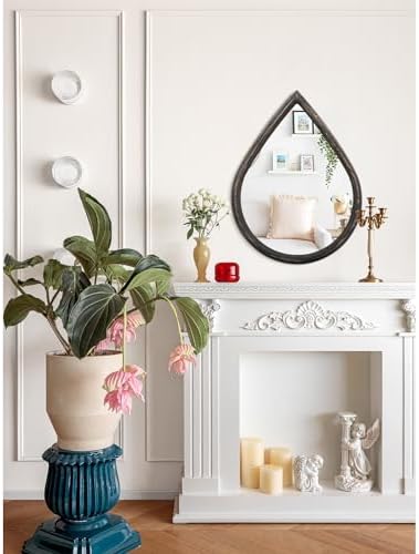 FEUFOAM Black Teardrop Wall Mirror 16x20 Inches