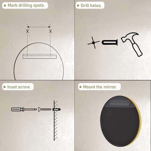 VooBang 32 Inch Round Gold Mirror for Bathroom