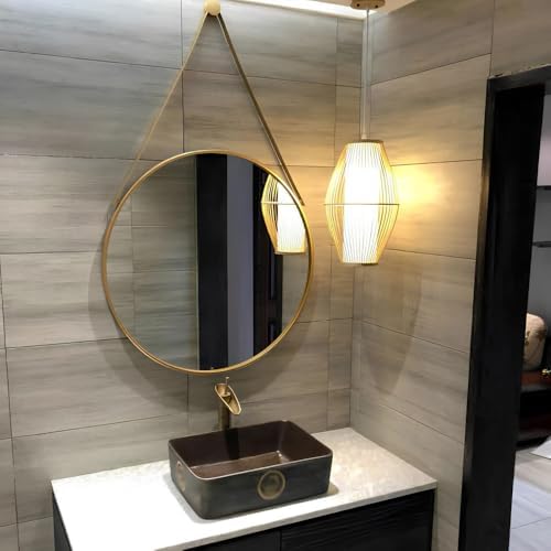 LTSRLL Wooden Round Wall Mirror with Sturdy Chain 1