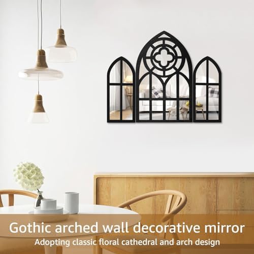 Gothic Wall Mirror Set with 1 Big Flower C-Shape Design