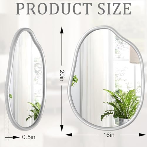 Asymmetrical Wall Mirror with Irregular Wood Frame 1