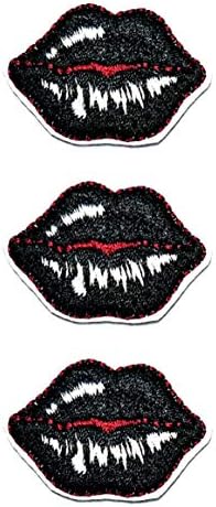 3Pcs Mini Black Lips Iron-on Patches for Clothing 1