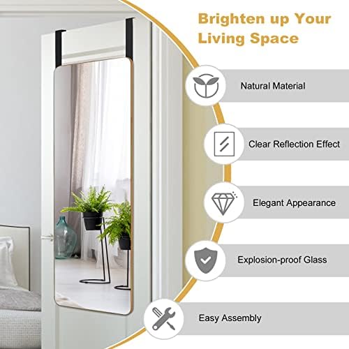Tangkula 395 x 14 Rectangle Mirror with Bamboo Frame