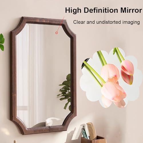 NOIRDA Vintage Wood Bathroom Mirror - 136x75in