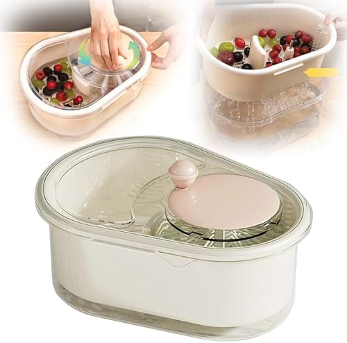 2025 New Fruit Cleaner Spinner with Brush and Bowl - Pink