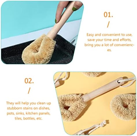 iplusmile 2pcs Kitchen Cleaning Brush with Bamboo Handle 1