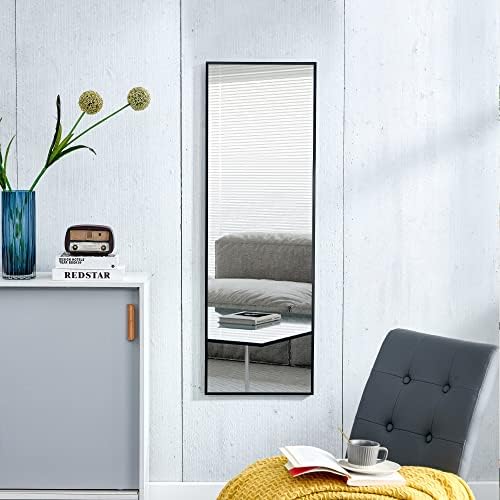 CNANXU Full Length Mirror 48x14 Black Aluminum Frame