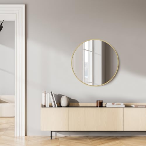 24 Inch Round Mirror with Gold Frame for Bathroom and Entryway