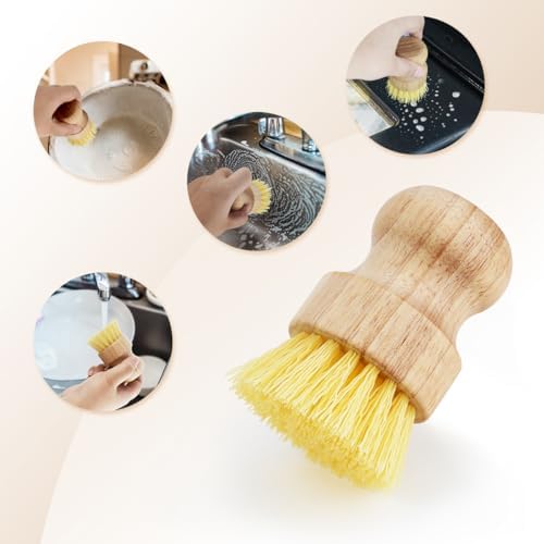 Yuntop 2 Pcs Dish Brush Wood Dishes Scrub Brush Kitchen Cleaning Set