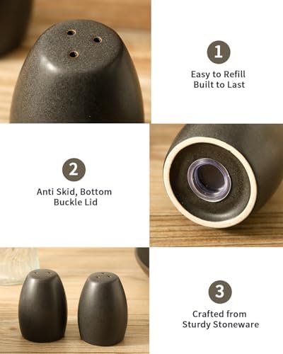 Tikooere Salt Pepper Shakers Set Matte Black