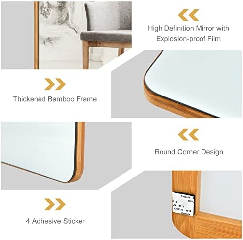 Tangkula 395 x 14 Rectangle Mirror with Bamboo Frame
