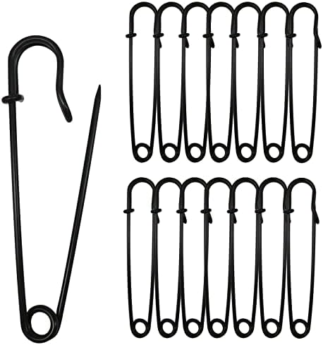 Urmspst 30pc Large Safety Pins Black Pack for Crafts Sewing