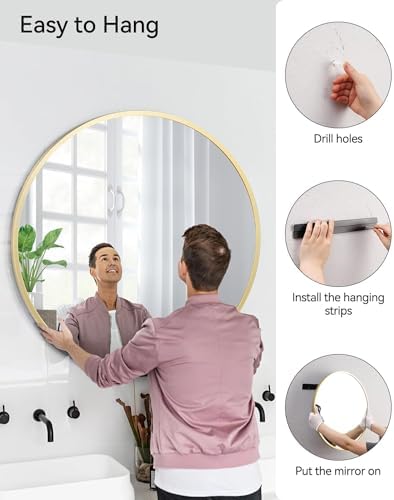 GAOMON 20 Inch Gold Wall Mirror Modern Style