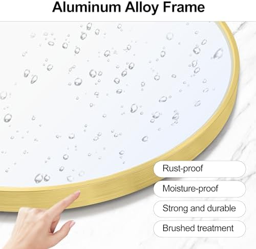 Heymirro 24 Inch Round Bathroom Mirror with Gold Aluminum Alloy Frame