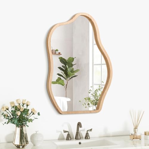 Unique Wood Frame Asymmetrical Wall Mirror