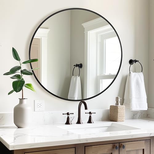 31 Round Mirror with Black Alloy Frame