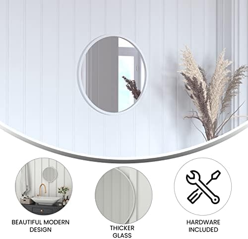 Flash Furniture Julianne Large Round Wall Mirror - Silver Circle 16 Inch