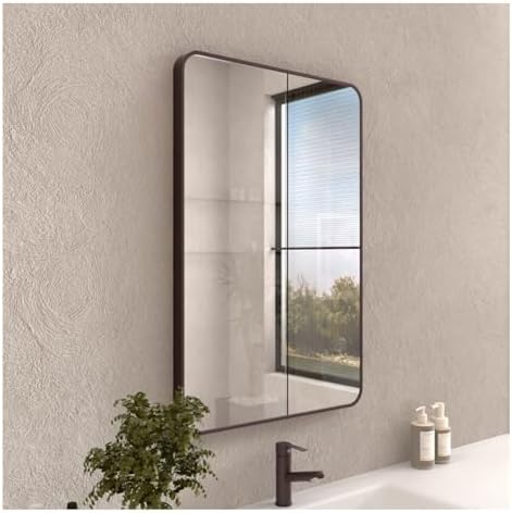 24x36 Inch Rounded Rectangle Bathroom Mirror with Oil Rubbed Bronze Frame