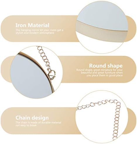 Veemoon Wall Hanging Round Mirror 10x15 Gold Frame with Chain for Home Decor