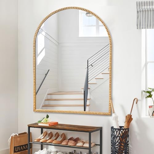 Baroque Arched Mirror 24x36 Gold Vintage Beaded 1