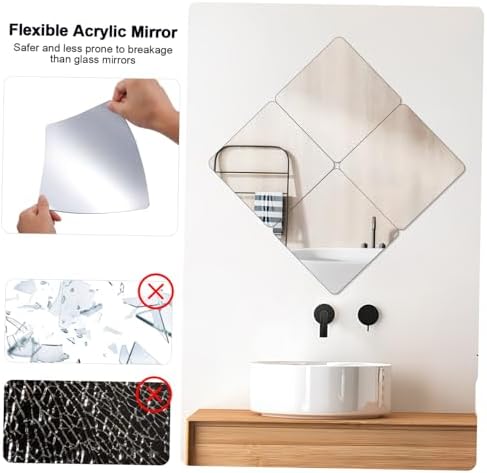 Cabilock Black Mirror Tiles Self Adhesive 4 Piece Wall Decor