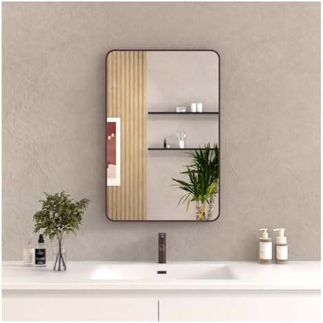24x36 Inch Rounded Rectangle Bathroom Mirror with Oil Rubbed Bronze Frame