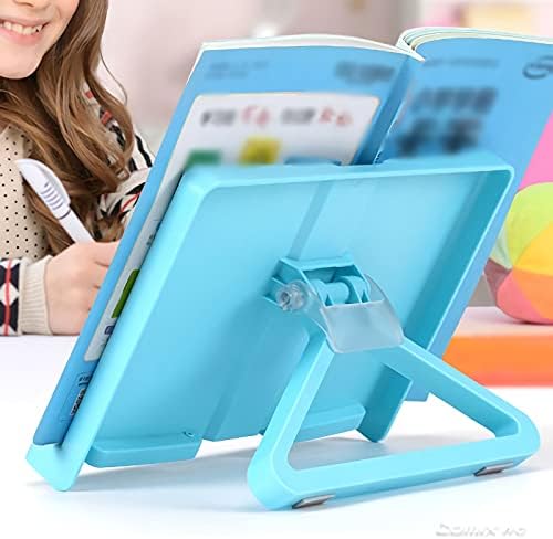 Adjustable Book Stand for Reading Cookbooks Tablets Blue