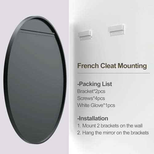 GOLOMO 20 Inch Matte Black Round Mirror with Metal Frame