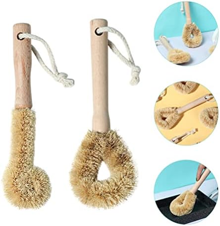 iplusmile 2pcs Kitchen Cleaning Brush with Bamboo Handle 1