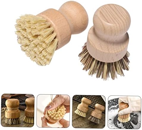 Yardenfun 2pcs Bamboo Handle Dish Scrubber