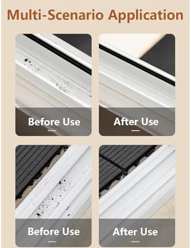 2 in 1 Window Track Cleaning Brush with Scraper and Bristles - Orange