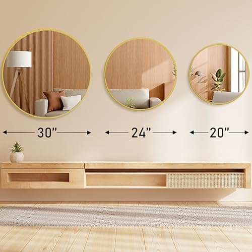 20 Inch Round Wall Mirror with Metal Frame and Shatterproof Film