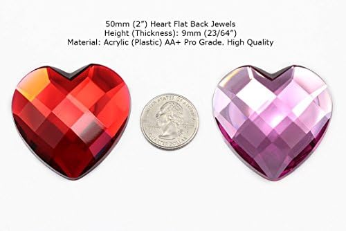 Allstarco 50mm Heart Rhinestones 2 Pieces Flat Back Crystal AB H702