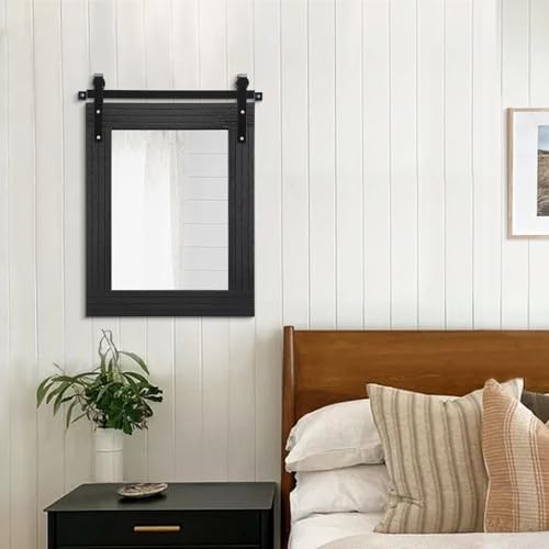 AAZZKANG 20x16 Inch Barn Door Style Wood Mirror