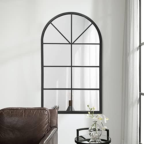 ZMYCZ Wall Mounted Mirror Arched Bathroom Mirror Black 38x24 Inches